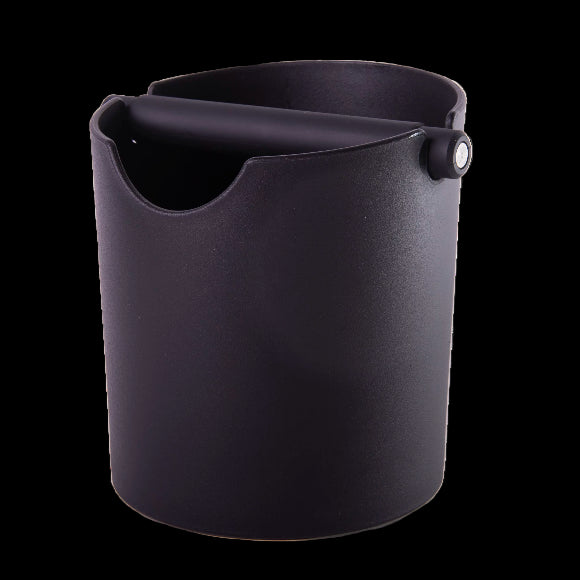 Round plastic knockbox for spent espresso pucks