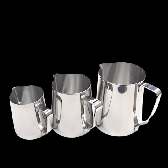 Stainless steel milk frothing pitcher for latte art